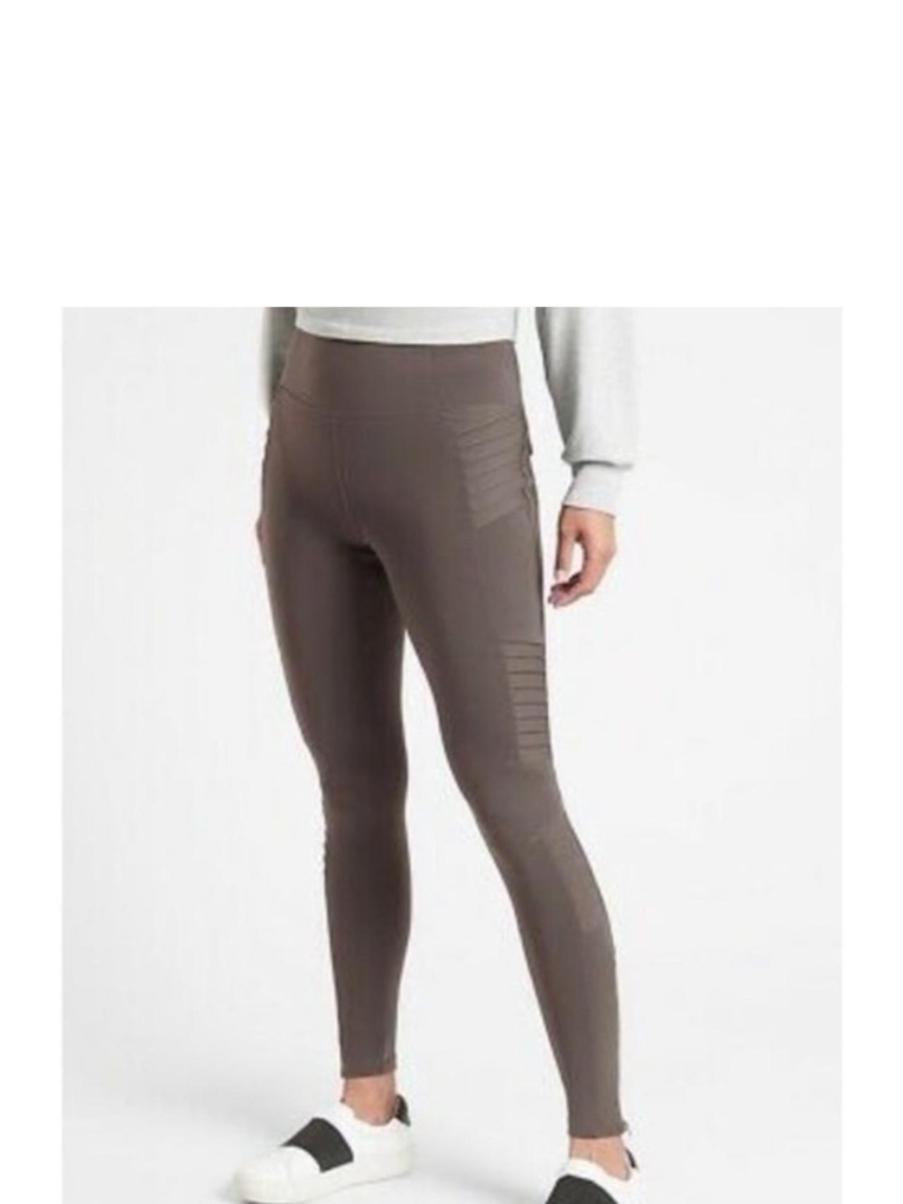 Athleta Moto Leggings XS Black High Waisted Zip Ankle Athletic Pants - Picture 2 of 5